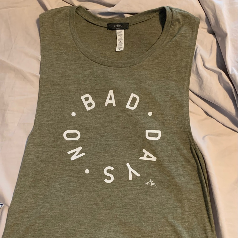 Olive green graphic tank top